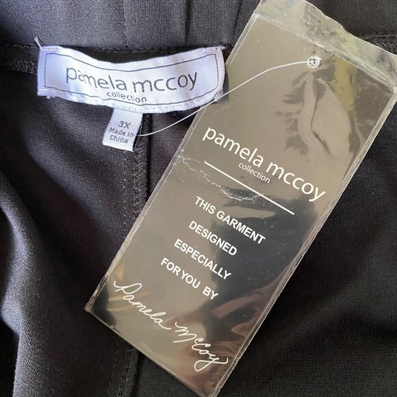 Pamela McCoy Faux Tapered Leather Pants Plus Size 3X Pull On PU Black Slits NWT - Picture 4 of 8